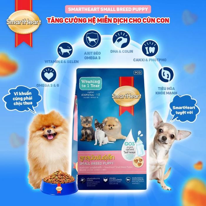 Thức ăn cho chó Smartheart 20kg là một sản phẩm thuộc tập đoàn Perfect Companion Group (PCG). Đây được xem là nhà sản xuất thức ăn vật nuôi đầu tiên ở Thái Lan được trao chúng nhận ISO 9002 (Nguồn: Internet)